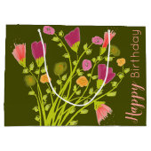 Grüne Oliven und Korallen Große Geschenktüte (Rückseite)