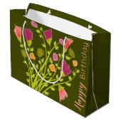 Grüne Oliven und Korallen Große Geschenktüte (Rückseite Schrägansicht)