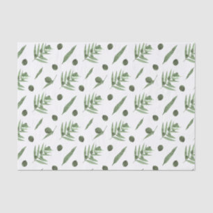 Grüne Oliven- und Olivenzweige Seidenpapier