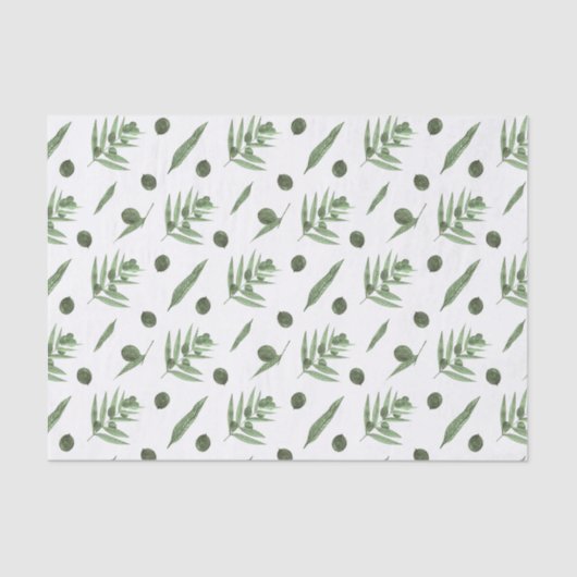 Grüne Oliven- und Olivenzweige Seidenpapier (Vorderseite)