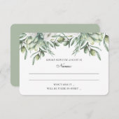 Grüne Oliven verlasst uAwg. Italienische Sommerhoc RSVP Karte (Vorne/Hinten)