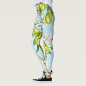 Grüne Oliven Weiße Blume Gemustert | LEGGINGS (Links)