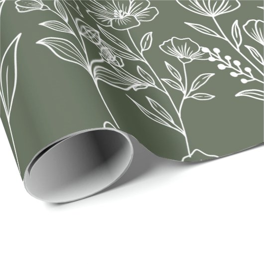 Grüne Olivenbäume Blütenblüte Rustikale Hochzeit Geschenkpapier (Rolleneckpunkt)