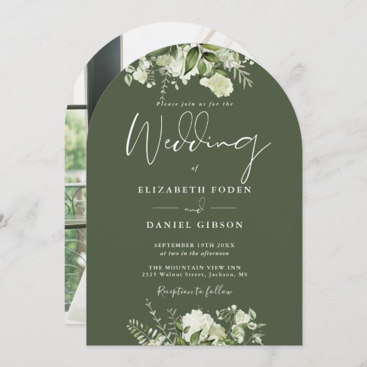 Grüne Olivenbäume Foto Hochzeitstorch Einladung (Vorne/Hinten)