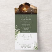 Grüne Olivenbäume Hochzeitsfeier Foto All In One Einladung (Innen Boden)