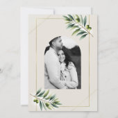 Grüne Olivenbäume Knochen Weiß und Gold Rustikale Einladung (Rückseite)