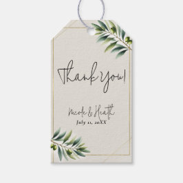 Grüne Olivenbäume Knochen Weiß und Gold Rustikale  Geschenkanhänger