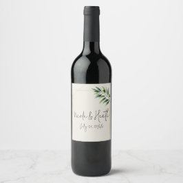 Grüne Olivenbäume Knochen Weiß und Gold Rustikale  Weinetikett