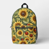 Grüne Olivenbäume Sonnenblume Lady Bug Garden Zen Bedruckter Rucksack (Vorderseite)