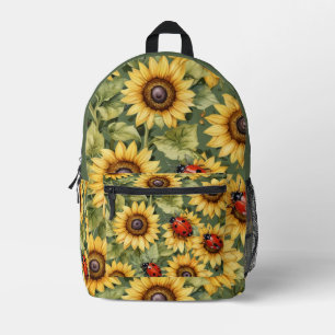 Grüne Olivenbäume Sonnenblume Lady Bug Garden Zen Bedruckter Rucksack