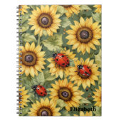 Grüne Olivenbäume Sonnenblume Lady Bug Garden Zen Notizblock (Vorderseite)