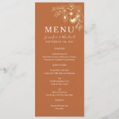 Grüne Olivenhaine Terracotta und Hochzeit der Gold Menükarte (Vorderseite)