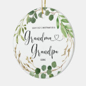 Grüne Oma & Opa Erstes Weihnachtsfest Keramik Ornament (Links)