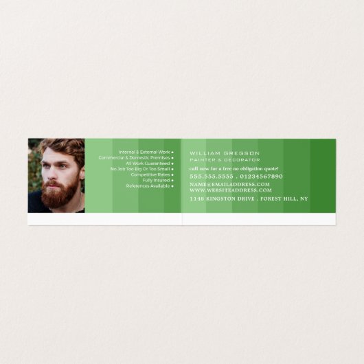 Grüne Ombre Streifen, Foto für Maler und Dekorator Visitenkarten (Innenseite Aufgefaltet)