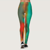 Grüne Orange Abstrakte Leggings (Rückseite)
