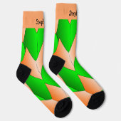 Grüne Orange Art Deco Socken (Rechts)