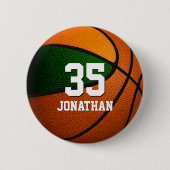 Grüne Orange Basketballmannschaft Farben Button (Vorderseite)