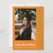 Grüne Orange Confetti Abschluss Ankündigung (Vorderseite)