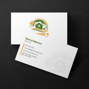 Grüne Orange House Cleaning Services Hausreinigung Visitenkarte