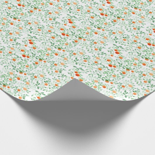 Grüne Orange Mandarine Provence Wasserfarbe Geschenkpapier (Ecke)