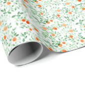 Grüne Orange Mandarine Provence Wasserfarbe Geschenkpapier (Rolleneckpunkt)