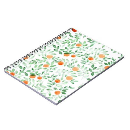 Grüne Orange Mandarine Provence Wasserfarbe Notizblock (Linke Seite)