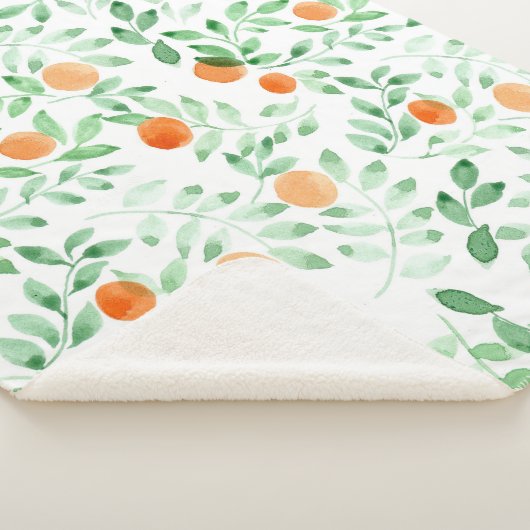 Grüne Orange Mandarine Provence Wasserfarbe Sherpadecke (3/4)