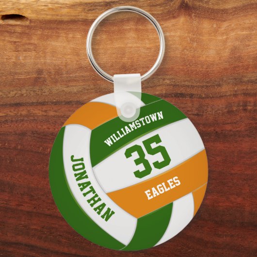 Grüne Orange Mannschaft Farben Jungs Mädchen Volle Schlüsselanhänger (Rückseite)