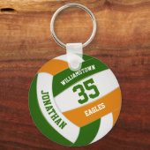 Grüne Orange Mannschaft Farben Jungs Mädchen Volle Schlüsselanhänger (Vorderseite)