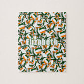 Grüne Orange Mannschaft farbig Jungs Volleyball Puzzle (Vertikal)