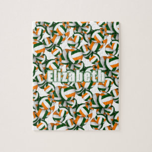 Grüne Orange Mannschaft farbig Jungs Volleyball Puzzle