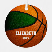 Grüne Orange Mannschaft farbige Jungs Basketball Ornament Aus Metall (Vorderseite)