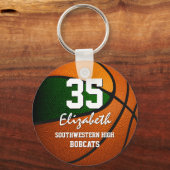 Grüne Orange-Mannschaft färbt Jungs Basketball Schlüsselanhänger (Vorderseite)