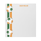 Grüne Orange Mannschaftsfarben Fußball-Coach kunde Notizblock (Vorderseite)