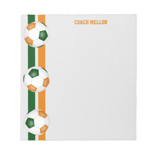 Grüne Orange Mannschaftsfarben Fußball-Coach kunde Notizblock