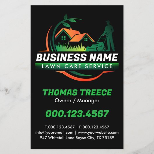 Grüne Orange Moderne Rasenpflege Landschaftsschutz Flyer (Vorne)