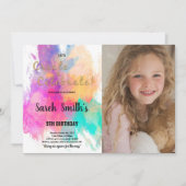 Grüne Orange Pink Paint Birthday Einladung (Vorderseite)