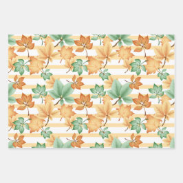 GRÜNE ORANGE TAN FALL AUTUMN GESCHENKPAPIER SET