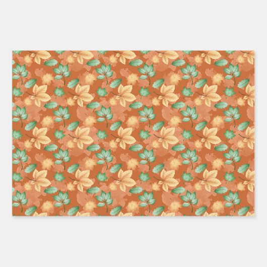 GRÜNE ORANGE TAN FALL AUTUMN GESCHENKPAPIER SET (Vorderseite 2)