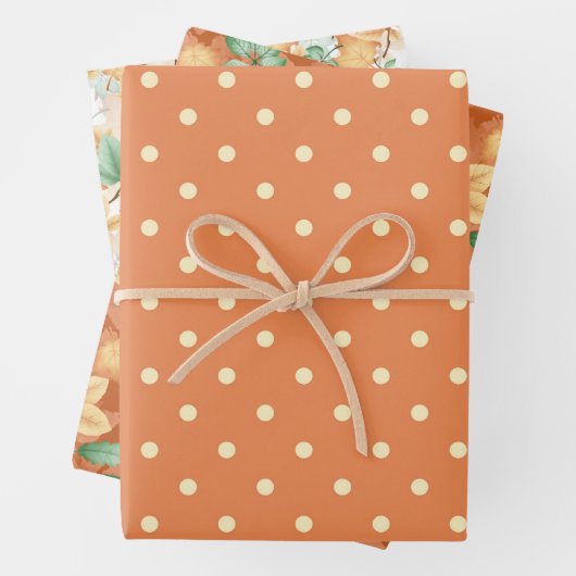GRÜNE ORANGE TAN FALL AUTUMN GESCHENKPAPIER SET (Beispiel)