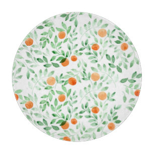 Grüne Orange Tangerine Provence Aquarell Schneidebrett
