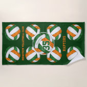 Grüne Orange Team Farben Geschenke Girl Volleyball Strandtuch (Vorderseite)