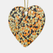 Grüne, orange und schwarze Linsen Keramik Ornament (Links)