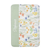 Grüne Orange Wasserfarbe Wildblume Badematte (Vorderseite Vertikal)