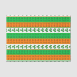 GRÜNE ORANGE WHITE ROWS OF IRISH KLEEBLATTS SEIDENPAPIER