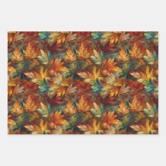 GRÜNE ORANGE YELLOW RED AUTUMN HERBSTLAUB GESCHENKPAPIER SET (Vorderseite 2)