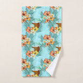 GRÜNE ORANGE YELLOW TROPISCHEN HIBISKUS BLUME BADHANDTUCH SET (Handtuch)