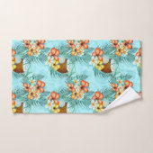 GRÜNE ORANGE YELLOW TROPISCHEN HIBISKUS BLUME BADHANDTUCH SET (Handtuch)