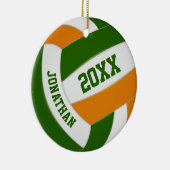 grüne orangefarbene Jungs Mädchen Volleyball-Manns Keramik Ornament (Rechts)