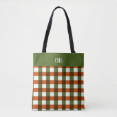 Grüne, orangefarbene, Karierte Monogramm-Tasche Tasche (Vorderseite)